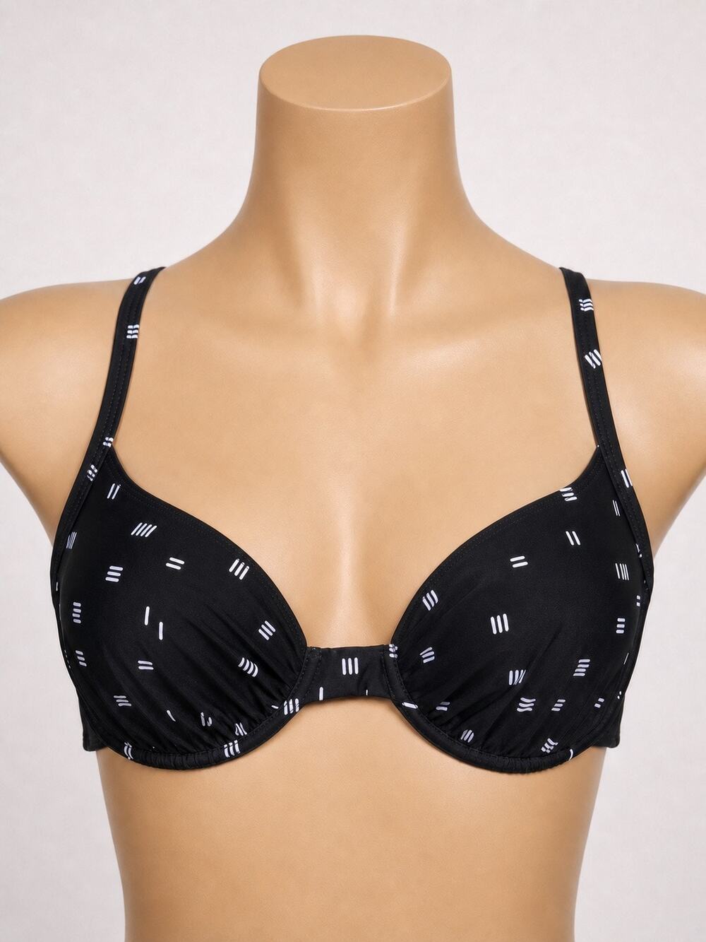 Carve Designs Olivia Bikini Top Swim Dash Black White Size C/D Cup NEW